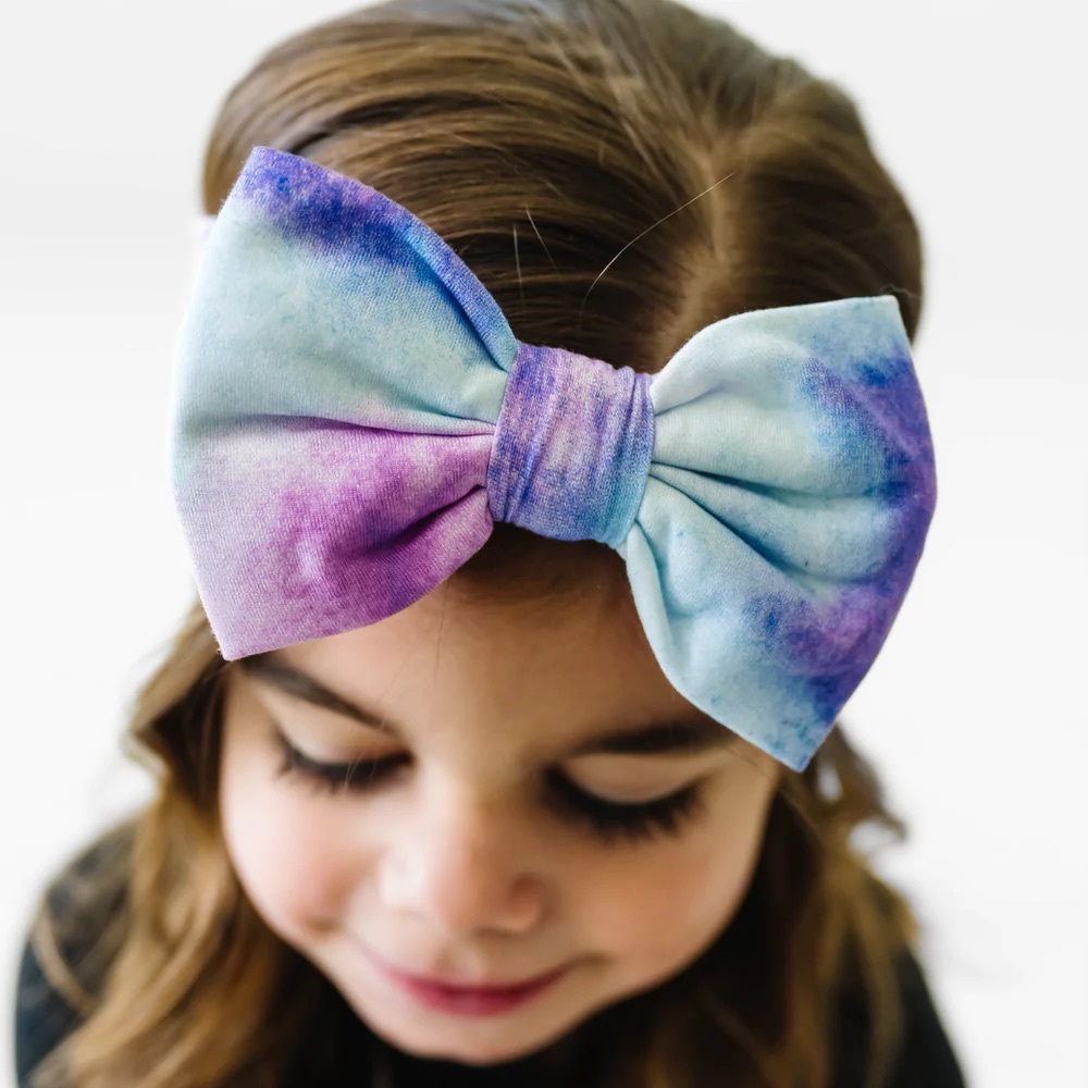 Little Sleepies Purple Watercolor Bow.